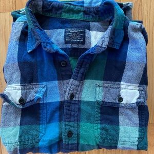 American Eagle Flannel Button Front Shirt Jacket Plaid Men's XL